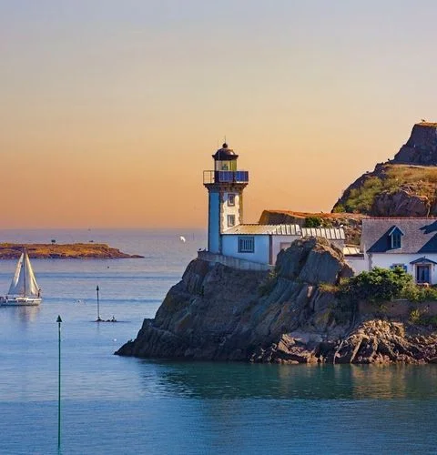 Historic lighthouse Brittany coast