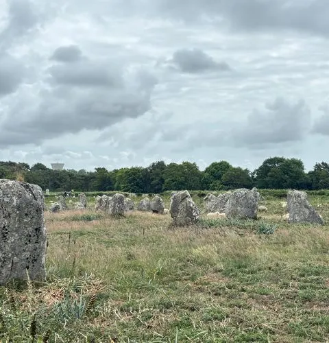 Carnac megalithic field panoramic view Brittany prehistoric site