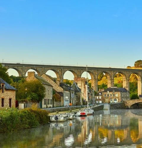 Dinan port riverside view Breton countryside scenic Brittany