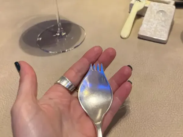 The Georgette utensil held in hand